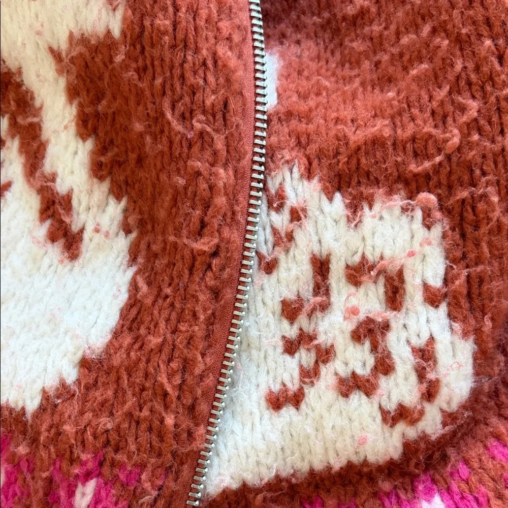 Anthropologie Rust and White Swan Cardigan - Picture 2 of 8